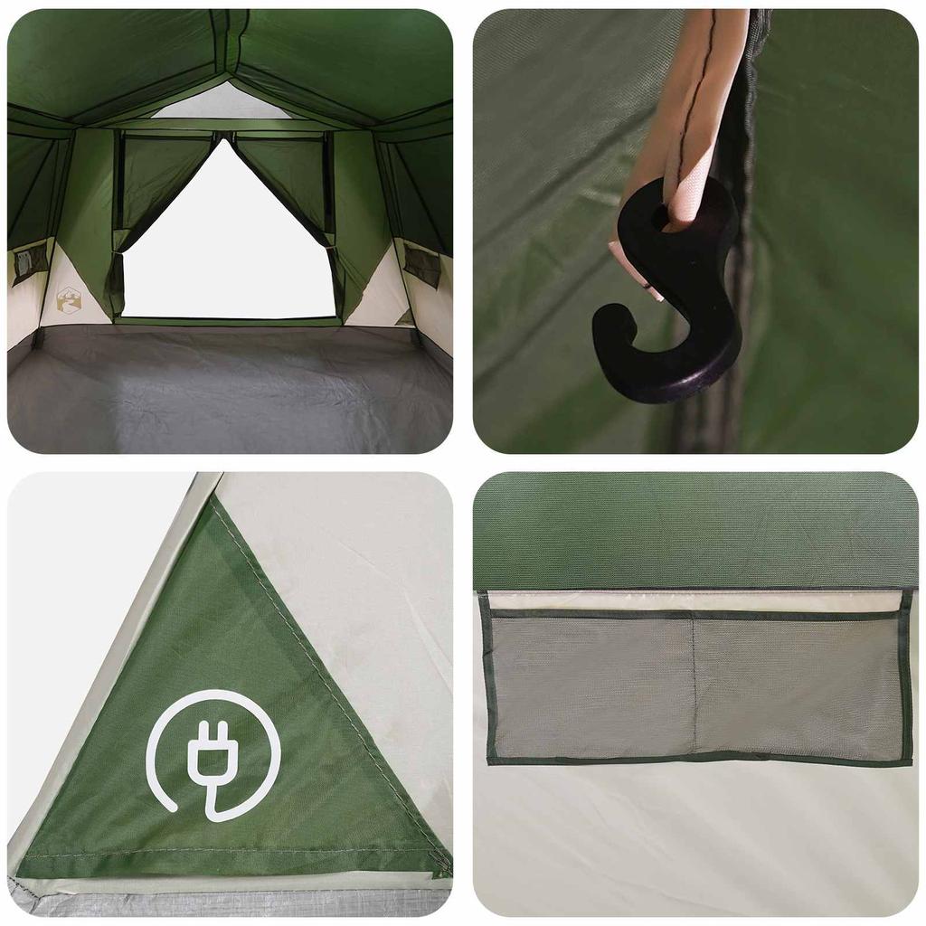 Tunnel Tent with Roof Green 10 Person Capacity Polyester and Steel