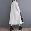 Loose Large Size Splicing Casual Simple Printed Sweet Long Sleeve Shirt Dresses