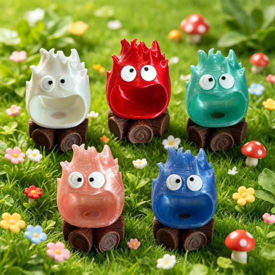 3D-печатная фигурка костра Милое лицо Украшение-костер с большим ртом Модель с маленьким пламенем для декора дома, офиса, рабочего стола