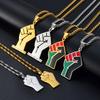 Anniyo Black Lives Matter African Pendant Necklaces Women Men,Silver Color/Gold Color Fist Necklaces Africa Ornament #157621