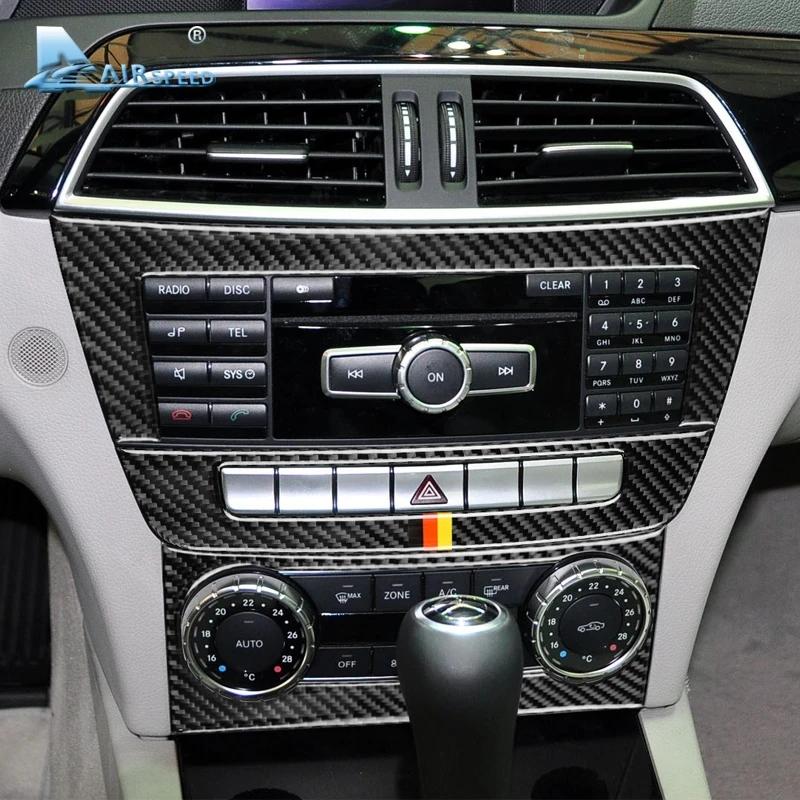 Скорость полета для Mercedes Benz C Class W204, аксессуары 2011-2013, углеродное волокно, внутренняя крышка управления кондиционером автомобиля
