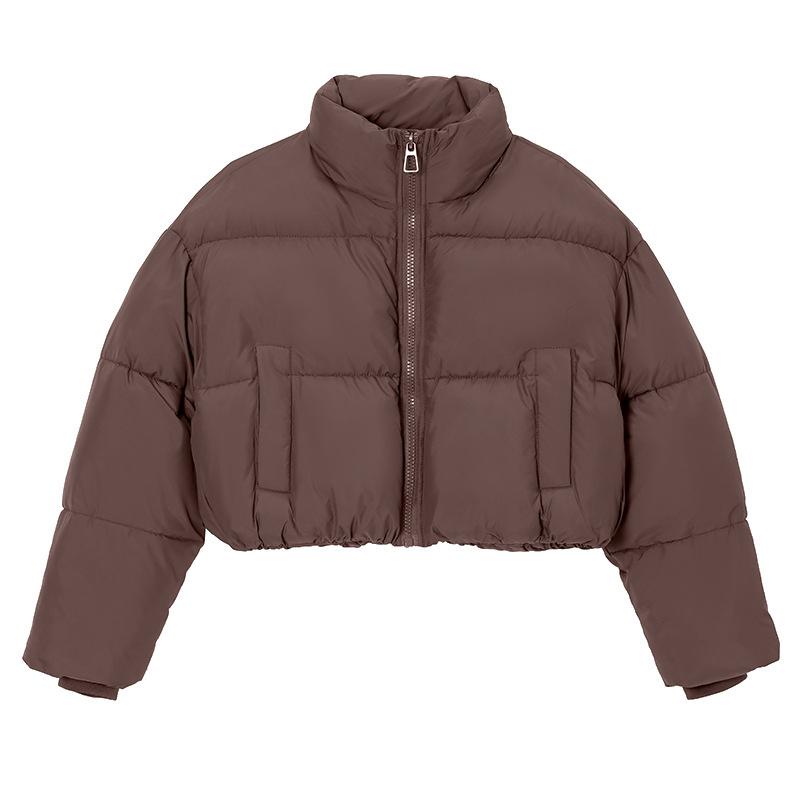 Зимняя женская короткая хлопковая куртка, утолщенная, теплая, модная, стоячий воротник, длинное хлопковое пальто, однотонная куртка на молнии, свободный халат