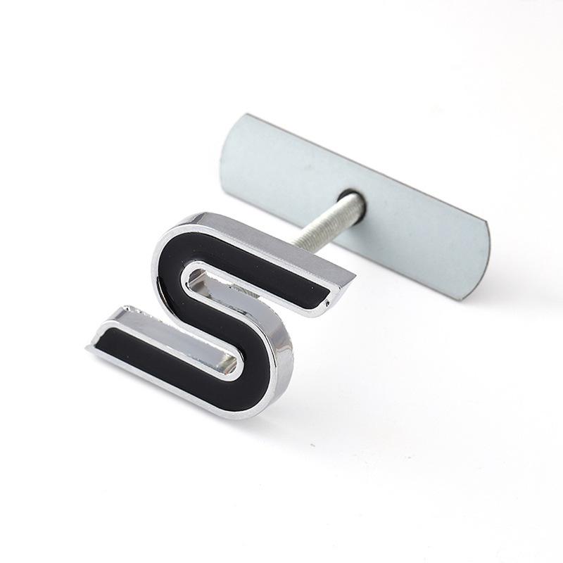 3d Metal S Logo WHKIE6 Letters Car Front Grill Emblem Trunk Badge Decal S Sticker Accessories