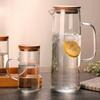 400/1300ml Glass Water Pitcher With Wooden Lid Handle Tea Milk Juice Jug Beverage Container Heat-resistant Glass Cups Drinkware
