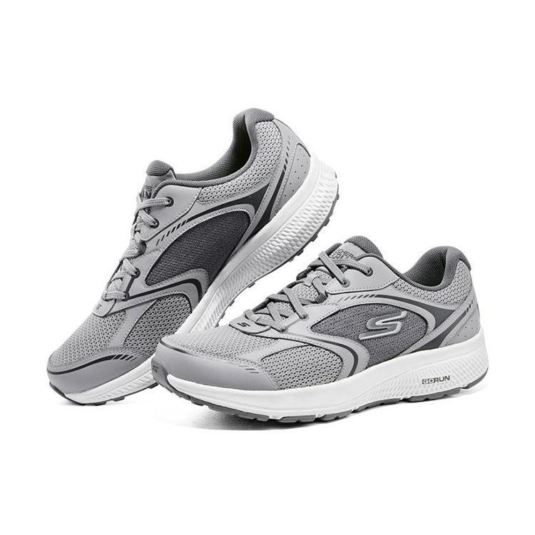 Skechers Go Run Стабильные Удобные Дышащие Сетчатые Амортизация Прочные Низкие Беговые Кроссовки Мужские Сникер Серый Белый 220371-GYW