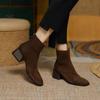 2024 Autumn Winter Women Boots Square Toe Chunky Heel Women Shoes Ankle Boots for Women Winter Platform Suede Shoes Zapatos