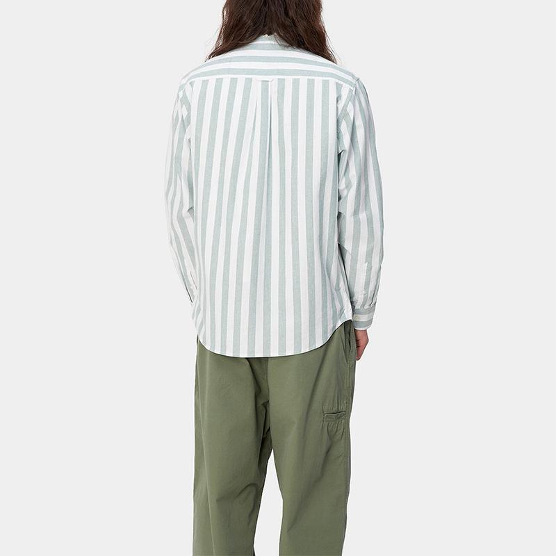 Carhartt WIP Рубашка в полоску Dillion с длинным рукавом Унисекс Зеленая I033027-21U-XX