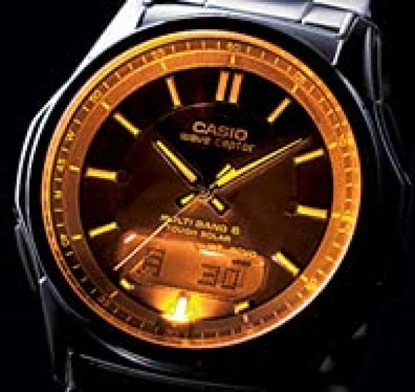 CASIO WAVE CEPTOR Мировые Радио-Солнечные Часы WVA-M630D-1A2JF Мужские Аналогово-Цифровые Нержавеющая Сталь Multi-Band 6 Tough Solar Черный Циферблат