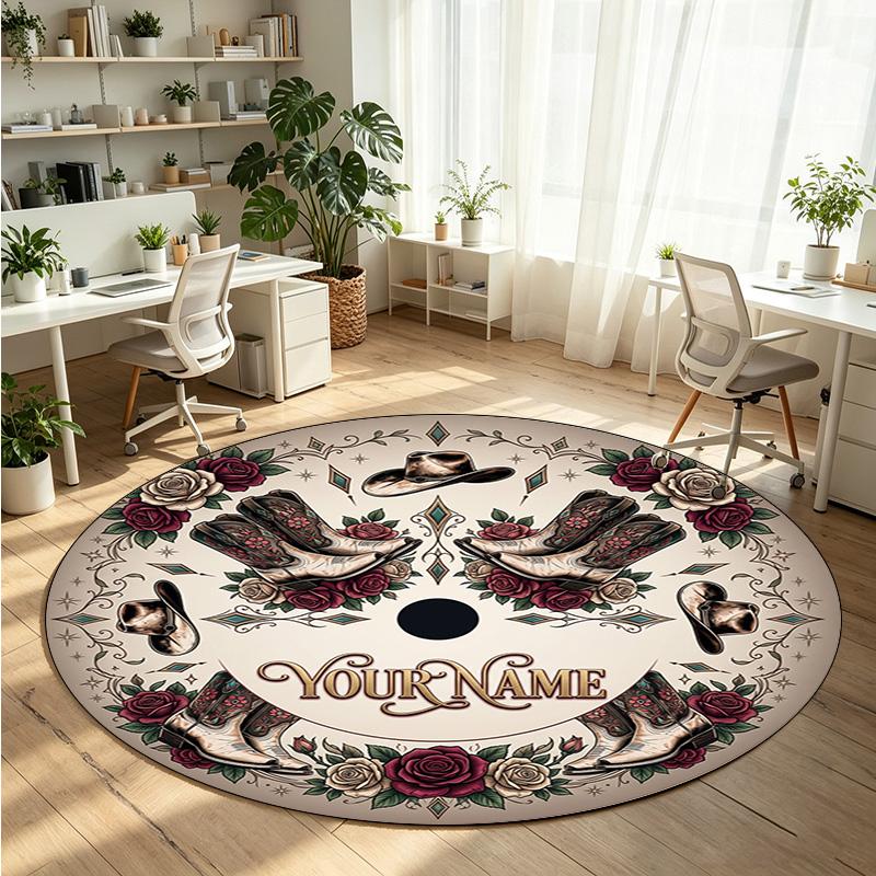 Halloween (19) Theme Round Crystal Velvet Rug Custom Name Text Personalized Floor Mat Home Decor Non Slip Crystal Carpet