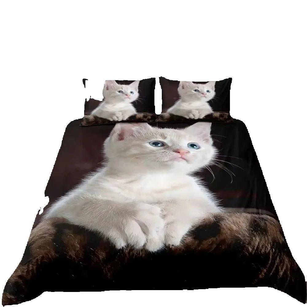 2026 Cat Duvet Cover Set Pet Cats Pattern Twin Bedding Set Cute Kitten For Polyester Mysterious Black Cat King Size Quilt Cover