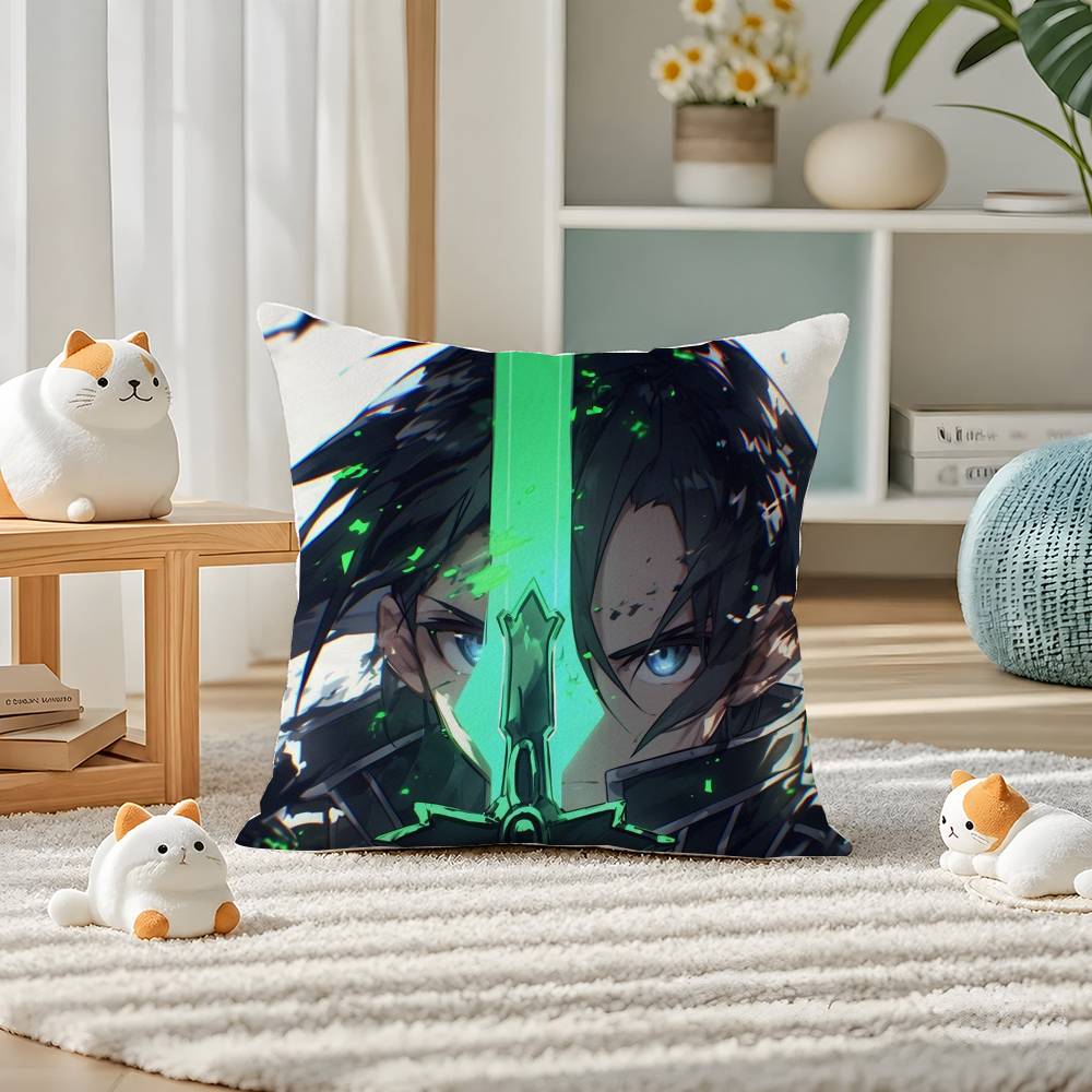 Sword Art Online Sinon Gun Gale Online Plush Pillow Cover Soft Short Plush Cushion Cover For Sofa Bedroom Home Decor Gift