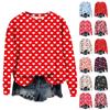 Women's Fashion Valentine's Day Printed Long Sleeve Loose Round Neck Sweatshirt Top Fall
