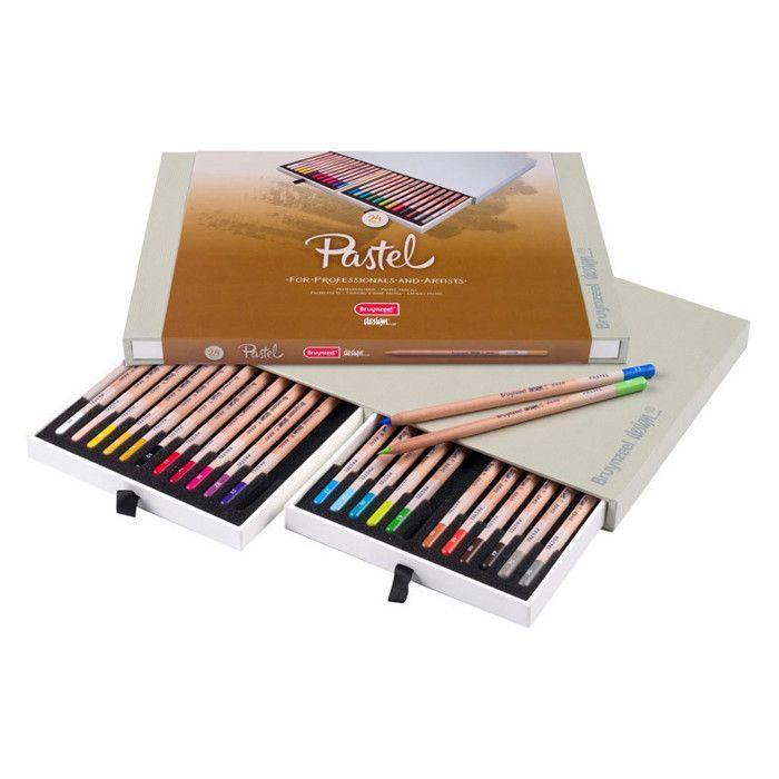 Crayon Pastel - Bruynzeel - Boîte de 24 - Couleurs Assorties - Haute Qualité - Finesse de Pointe