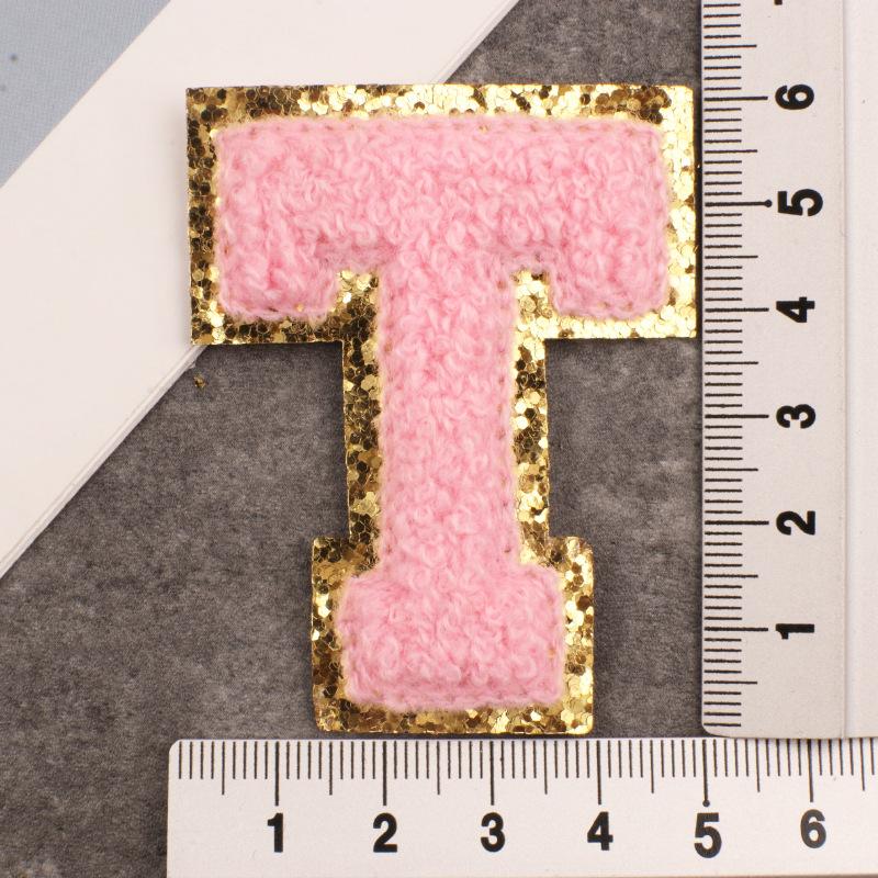 Алфавит 26 букв блестки синель для одежды сумки куртка розовый швейные принадлежности декор