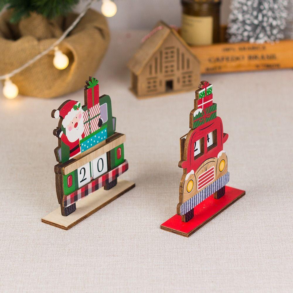 Wooden Santa Calendar Ornaments Car Style Car Wooden Ornament Christmas Advent Calendar  Home