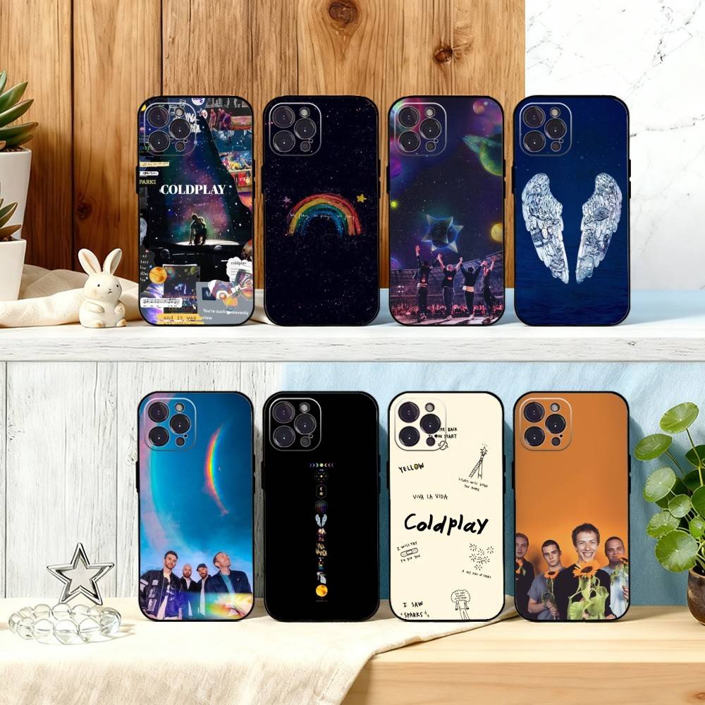 M-Moon M-Music Coldplay Band Phone Case For iPhone17 16 15 14 13 12 11 Pro Max Plus,5G Soft Black Case