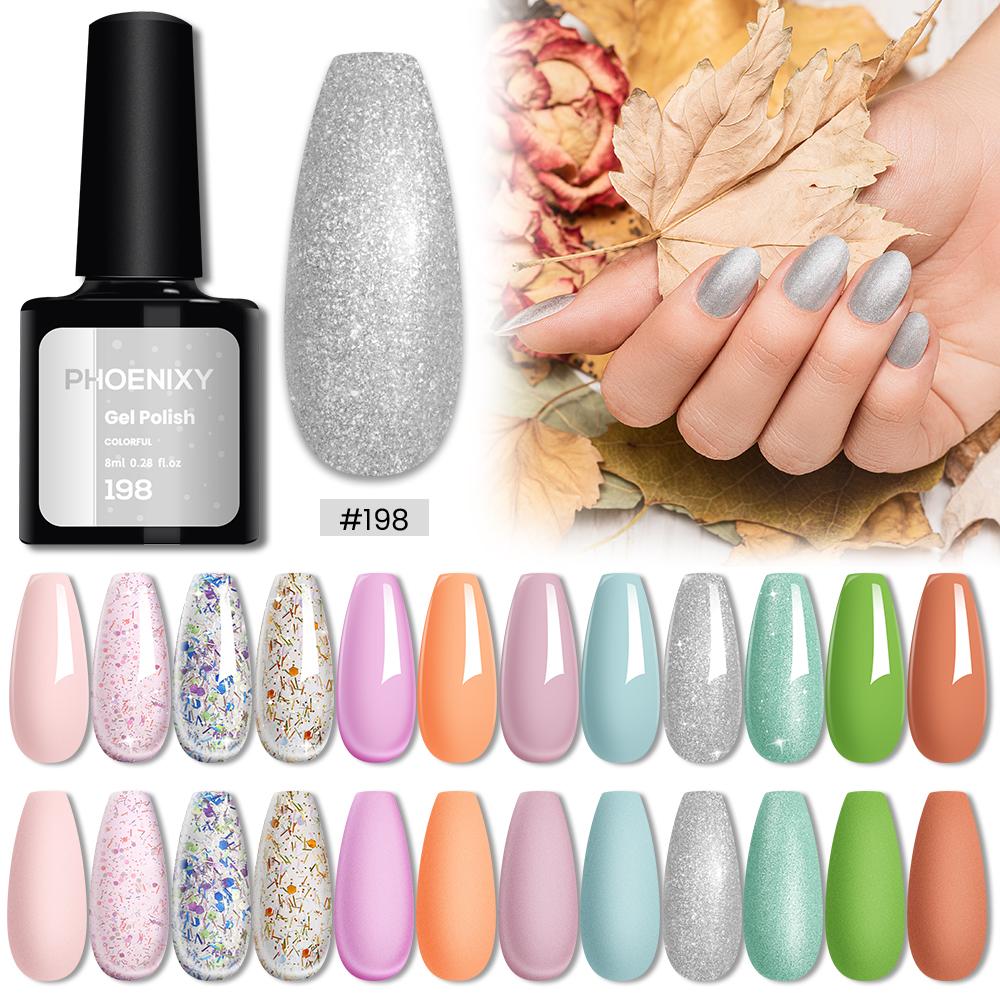 PHOENIXY 12 цветов гель-лака для ногтей набор отмачиваемый полуперманентный гель УФ светодиодный лак для ногтей маникюрный гель-набор для ногтей подарок для женщин