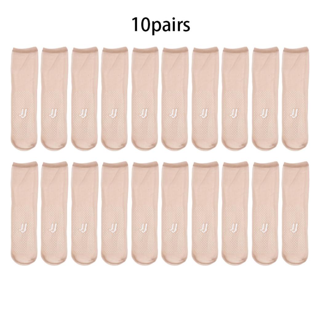 10 Pairs Ultra-thin Breathable Socks Women Non-slip Transparent Elastic Socks Ladies Summer Core Wire Short Ankle Socks