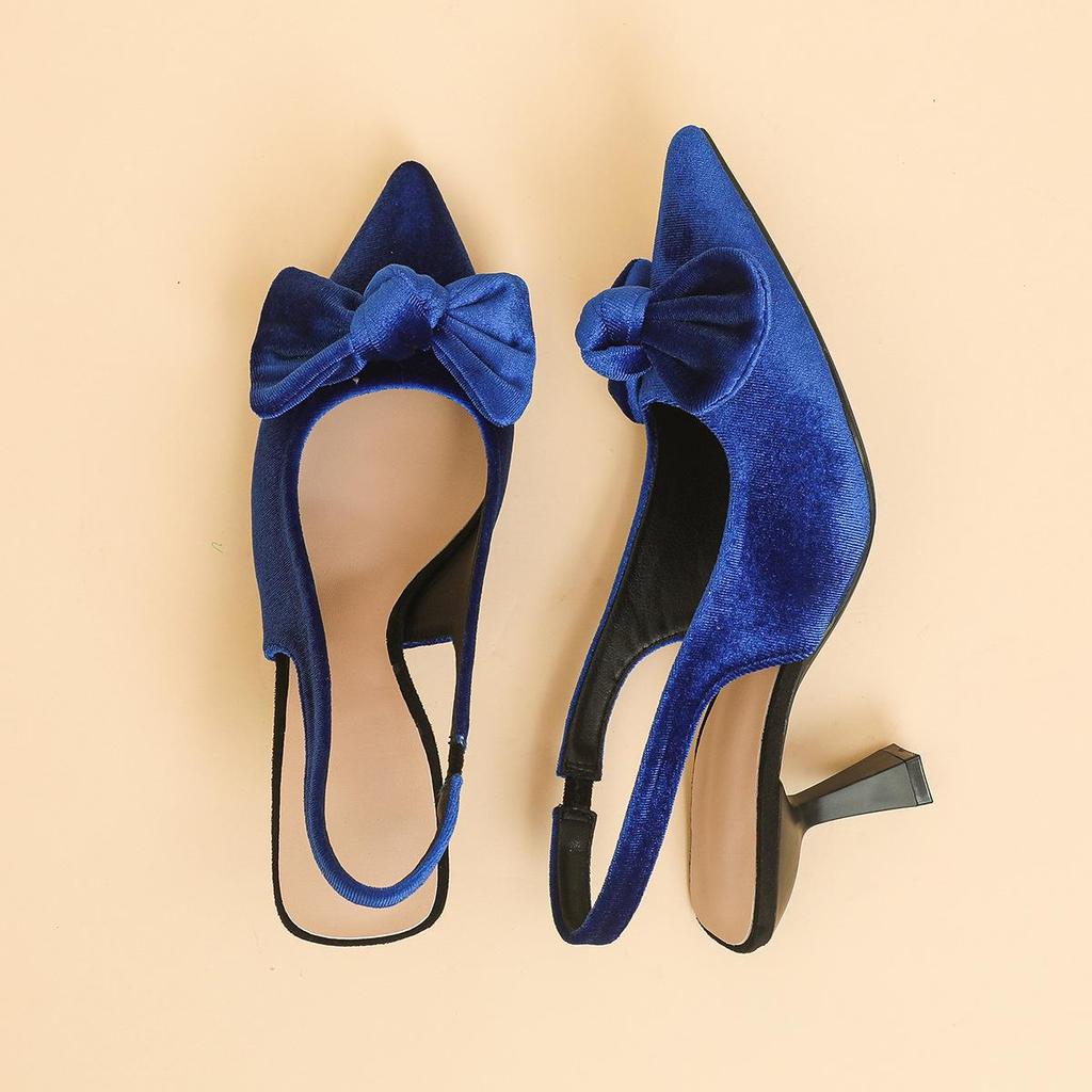 Женские босоножки большого размера на тонком каблуке с острым носком, летние повседневные босоножки на шпильке с бантом, однотонные туфли 36-42