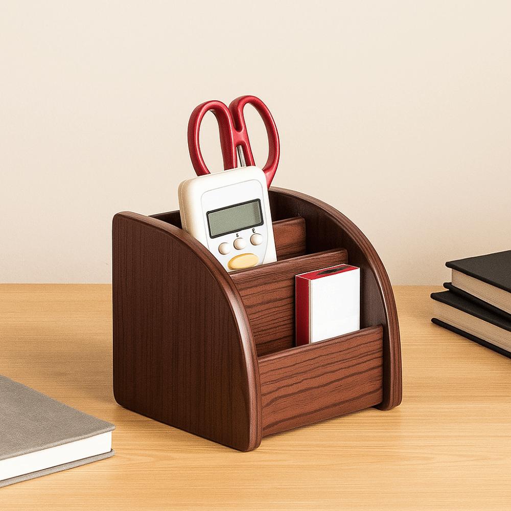 Простая бамбуковая коробка для хранения ручек, деревянная креативная коробка для хранения косметики, офисные принадлежности