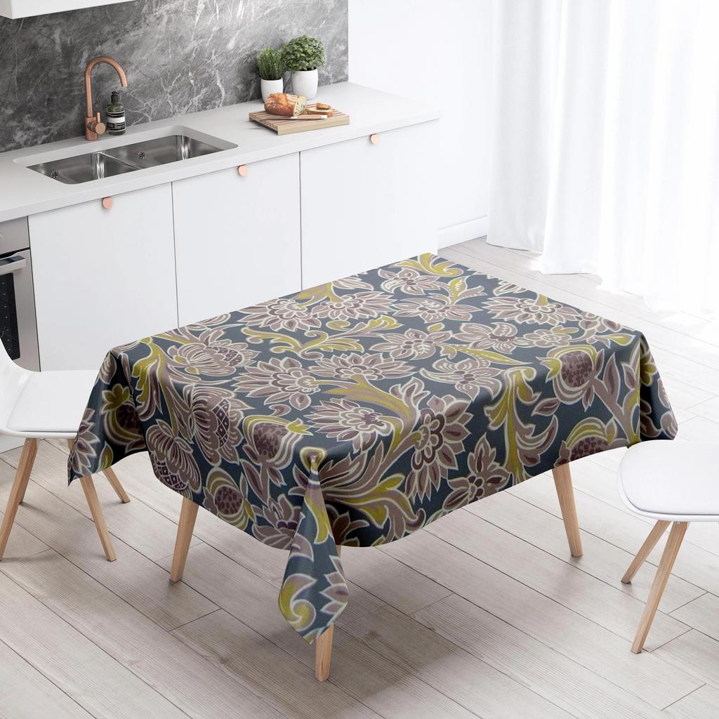 Colorful Floral Tablecloth Stain Resistant Waterproof Dining Table Home Decor Rectangular Kitchen Fireplace Countertop