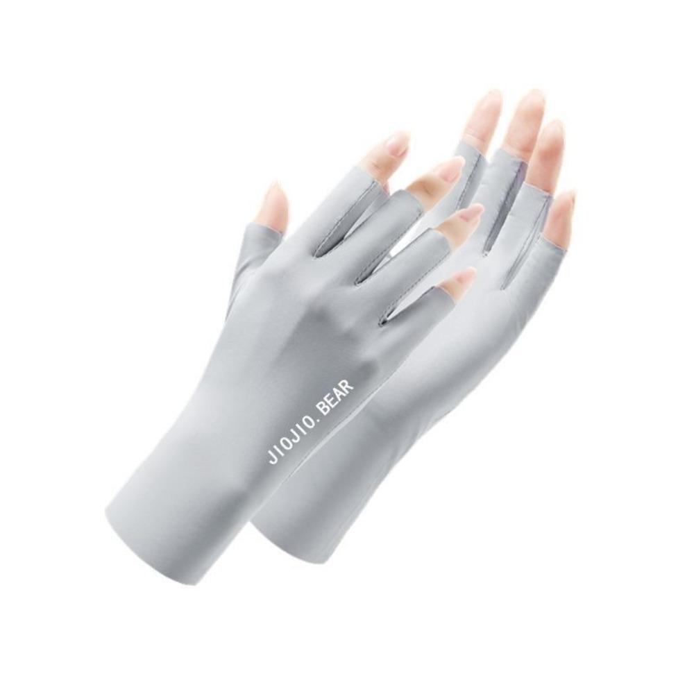 Anti-UV Riding Driving Gloves Half Finger Ice Silk Gloves New Nail Art Mittens Summer