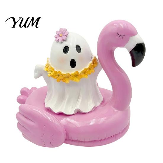 Tiered Tray Decor Summer Halloween Ghost Figurine, Small Resin Cute Tropical Beach Statue with Haunted House Decoration Float Garland Sunglasses