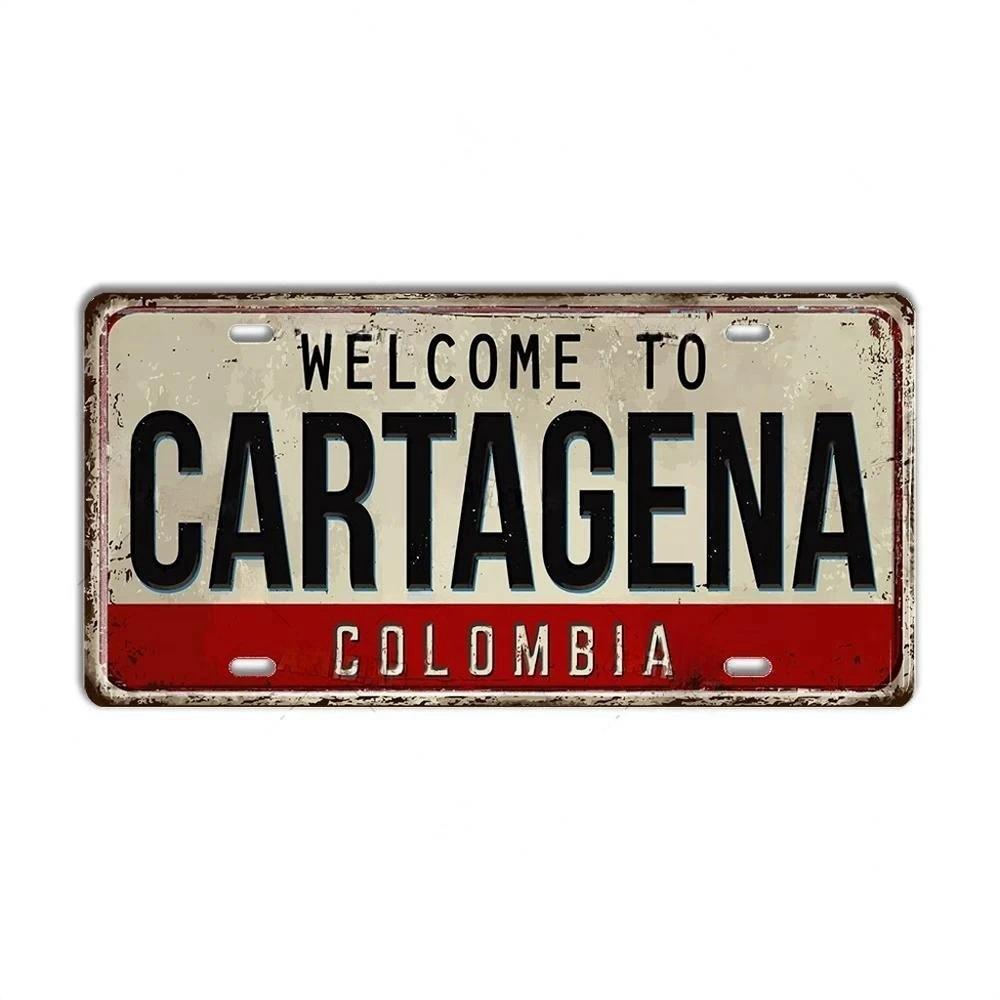 Chile Argentina Ecuador Colombia License Plate Landmark Metal Sign City State Decorative Car Plate Garage Club Bar Wall Decor