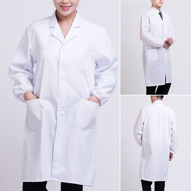 Men/Women Lab Coat Long Sleeve Work Clothing Hospital Uniform Doctor White Coat Medical Nurse Child
