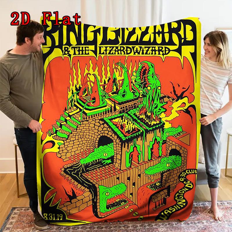Lizard Rock Wizard Band 2D Flat Pattern Flannel Blanket High quality All Seasons Warmth and Comfort Perfect for Christmas Gifts.NMT0928576