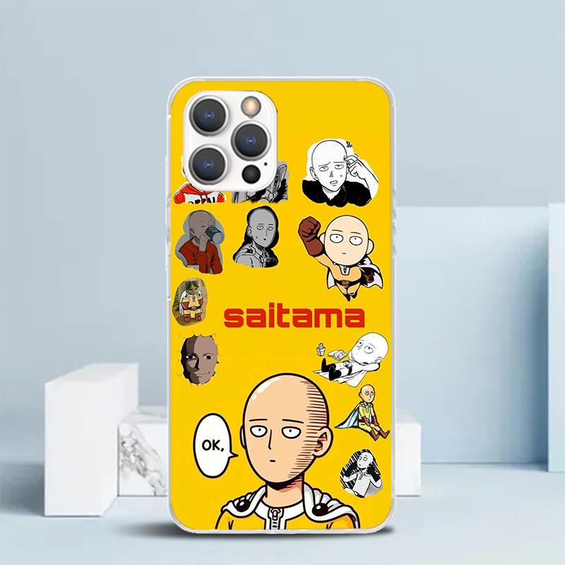 Мягкий чехол One P-Punch-Man Saitama King для iPhone 16 17 Air 15 14 Pro Max 16E Чехол для телефона 13 Mini 12 11 7 SE 8 С рисунком Подходящий