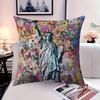 2D Flat Print Statue Of Liberty Graffiti Pillow Cover Soft Washable Home Decor Cushion Case No Insert