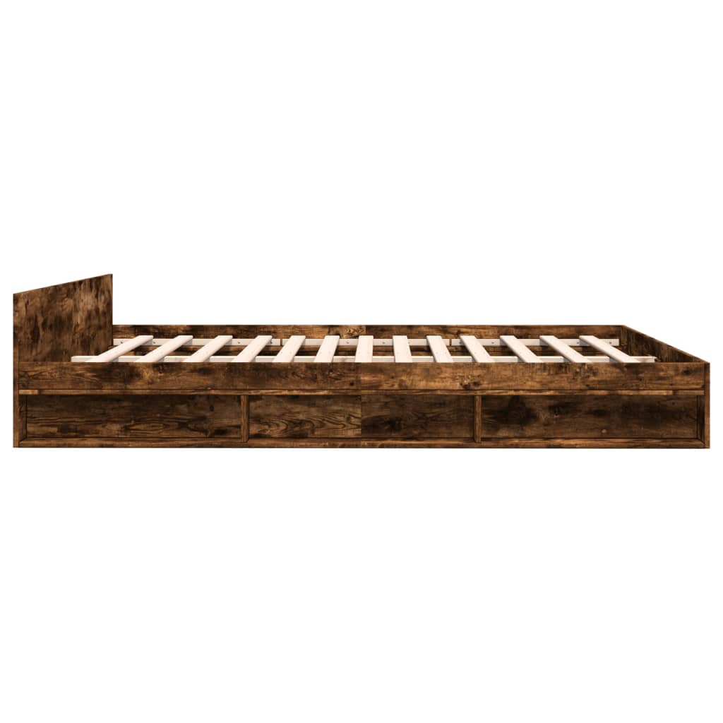 Bed Frame with Drawers Smoked Oak 180 x 200 cm Particleboard