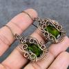 Natural Peridot Gemstone Copper Wire Wrap Gift Jewelry Earring 2.44" H1w14