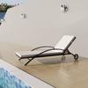 Brown Poly Rattan Sun Lounger with Cushion and Wheels