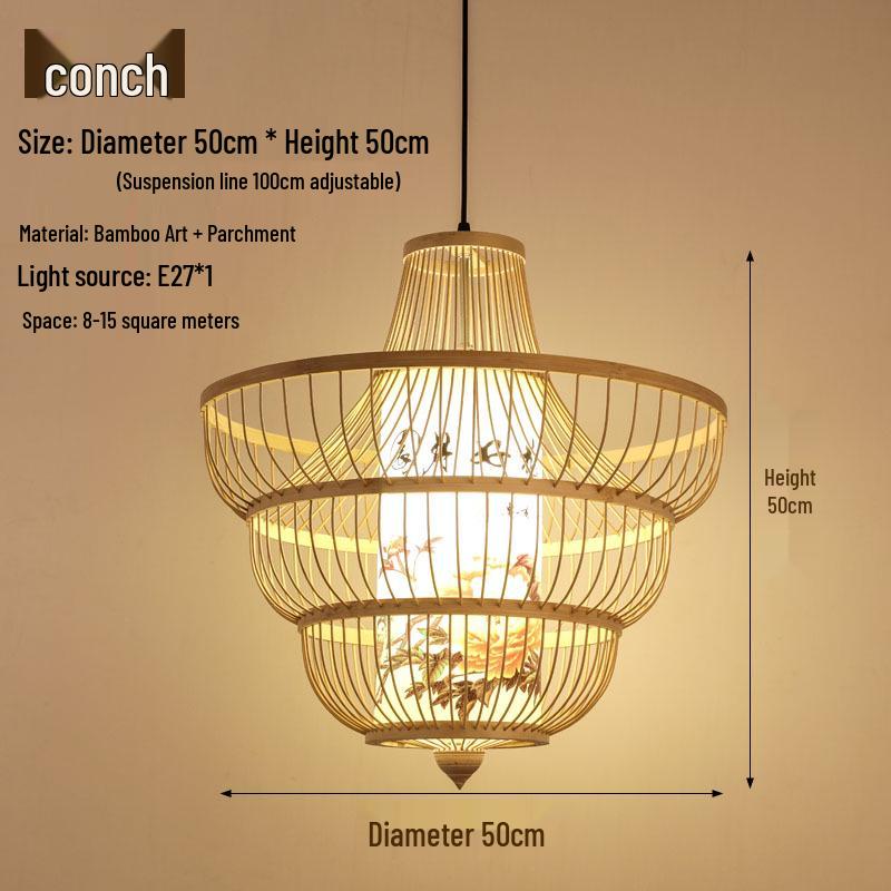 Retro Zen Bamboo Weaving Pendant Lamp for Restaurants & Teahouses