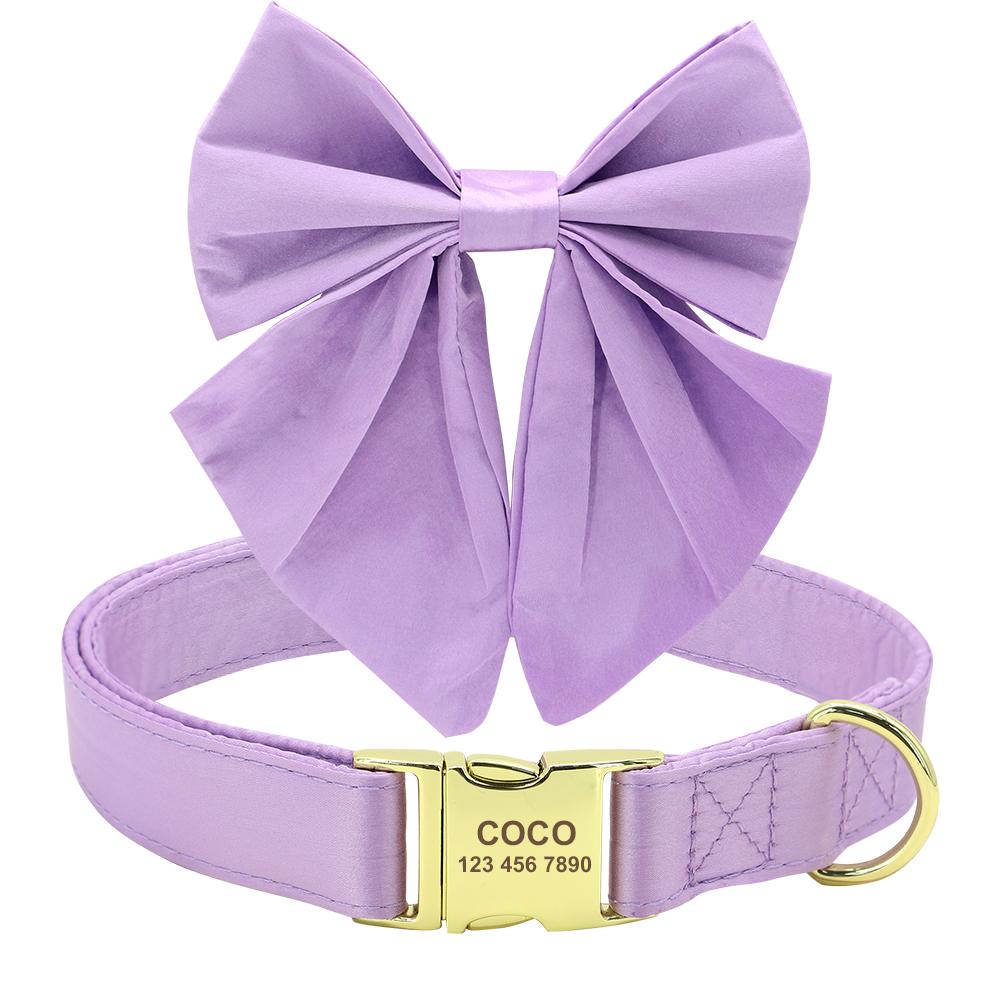 Personalized Dog ID Collar Cute Bowknot Pet Necklace Dog Buckle Collars With Bow Tie Flower Accessories For Small Large Dogs