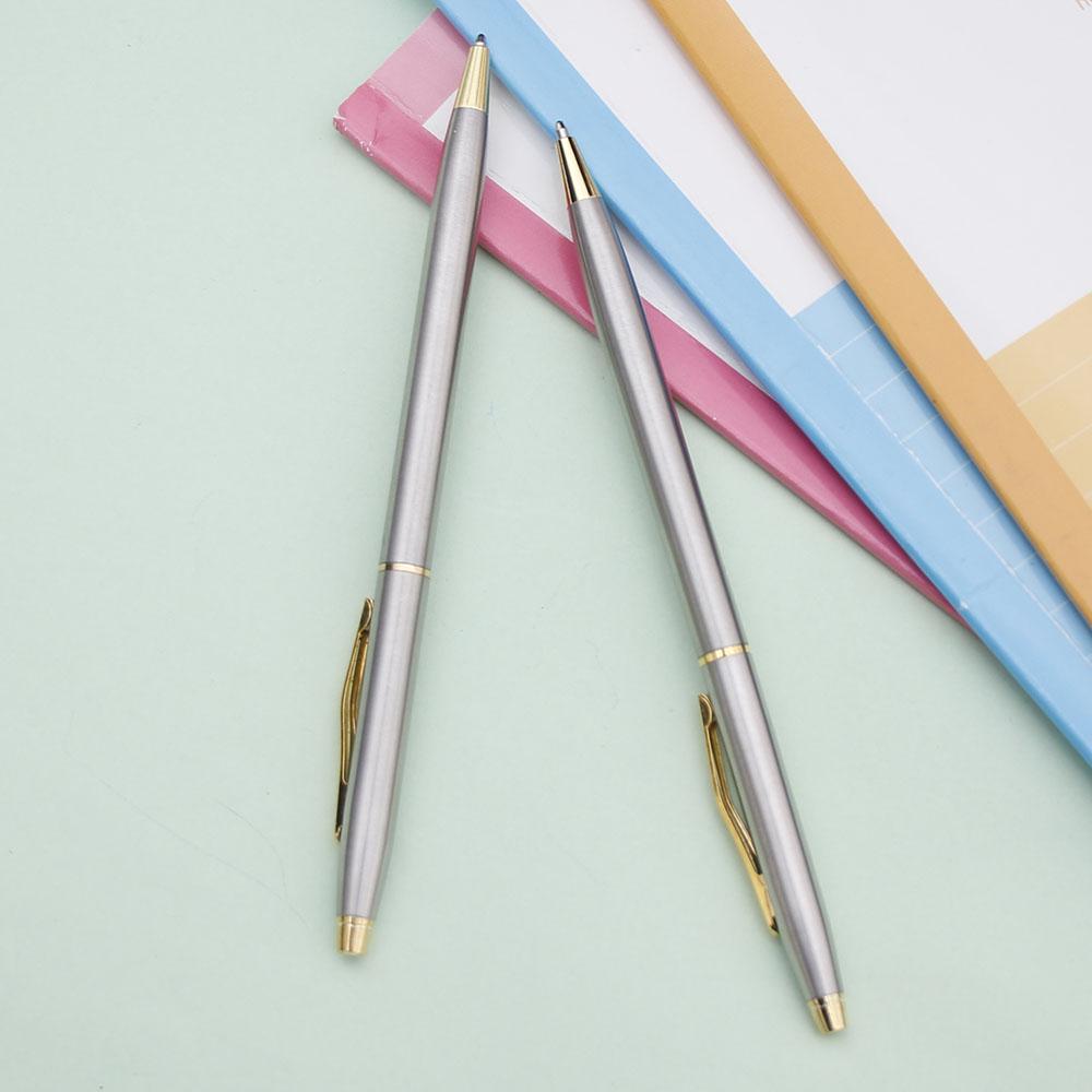 Простота, вращающаяся шариковая ручка из нержавеющей стали, синяя ручка, тонкий стержень, металлическая синяя шариковая ручка Biro, шариковая ручка Biro