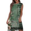 Women's Casual And Fashionable Round-neck Sleeveless Printing Mid Length Dress