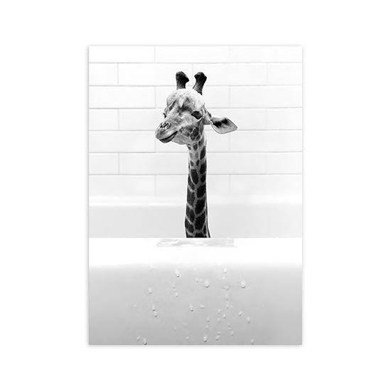 New Arrival Black White Animals In Tub Bathroom Wall Art Canvas Painting Posters and Prints Wall Pictur for Room Decor One Piece