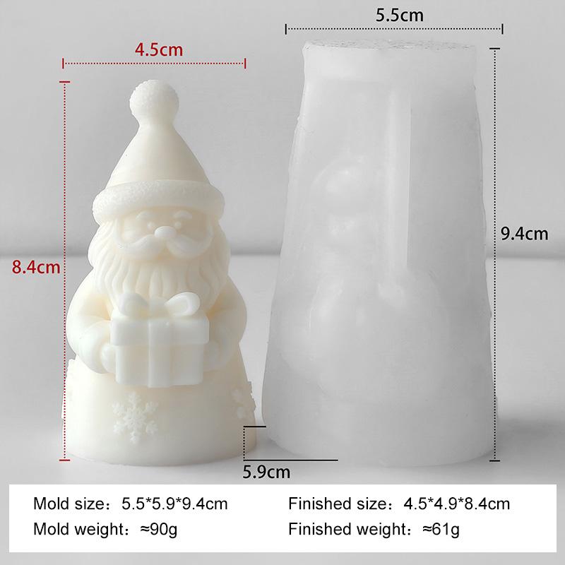 Christmas Candle Silicone Mold DIY Dwarf Santa Claus Aroma Plaster Resin Mould Bearded Old Man Christmas Candle Making Supplies