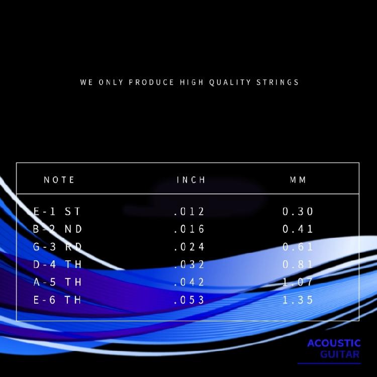 6Pcs Folk Guitar Steel Core Strings Classical Strings Perfect Intonation