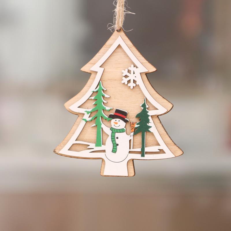 Wooden Laser-Cut Christmas Tree Ornaments: Small Star & Bell Pendants