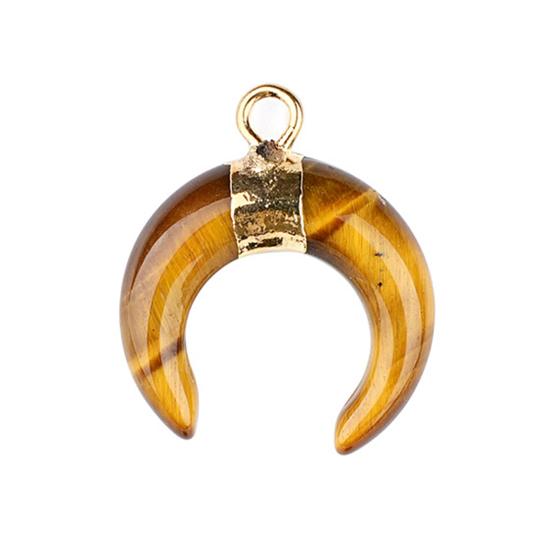 DIY Pendant Gold-Plated Edging Crescent Horn Design Natural Imitation Crystals Jade Necklace Bracelet Earrings Charm DIY Jewelry Making