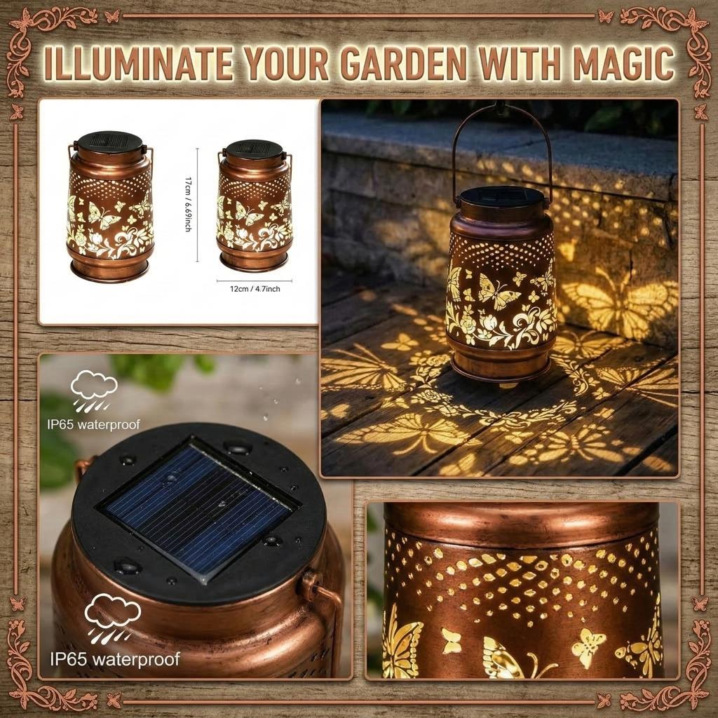 Solar-powered Butterfly Outdoor Light - A Retro Wrought Iron Lamp, Perfect For Outdoor Garden Decoration And Creating Ambient Lighting.