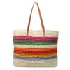 Straw Braid Large Capacity Shoulder Bags 2024 Fashion Casual Rainbow Color Matching Bags for Women High Quality Summer Style