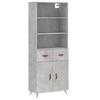 VidaXL Buffet haut Gris béton 69,5x34x180 cm Bois d'ingénierie 3200493