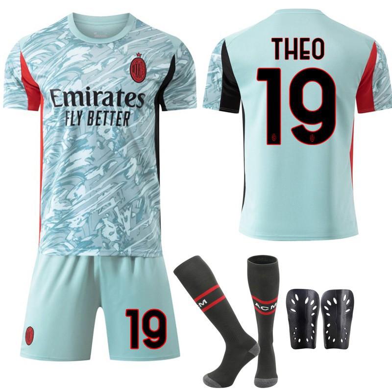 Kids AC Milan Football Jersey No.10 Leo Felix Sports Jersey 2526 Away Club Breathable Blue Black Youth