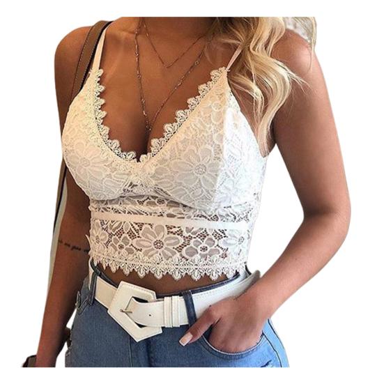 Женщины Женщины V Шеи Треугольник Чашка Кружева Камзол Bralette Беспроводной Бюстгальтер Бюстгальтер