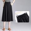 Women Casual Pants Elastic High Waist Adjustable Lace-up Wide Leg Cropped Pants Solid Color Loose Fit Lounge Culottes